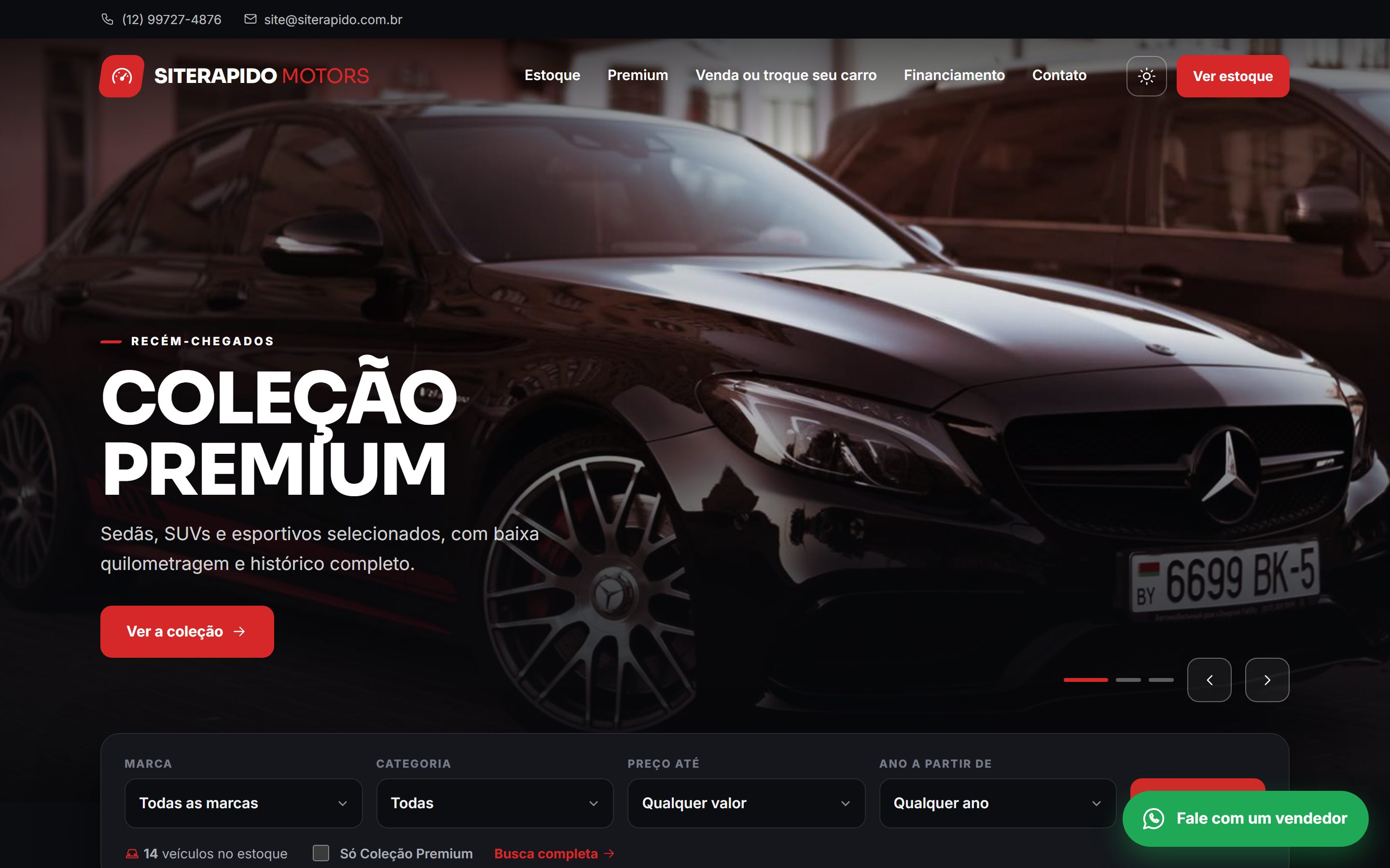 Site + CRM para revenda de carros