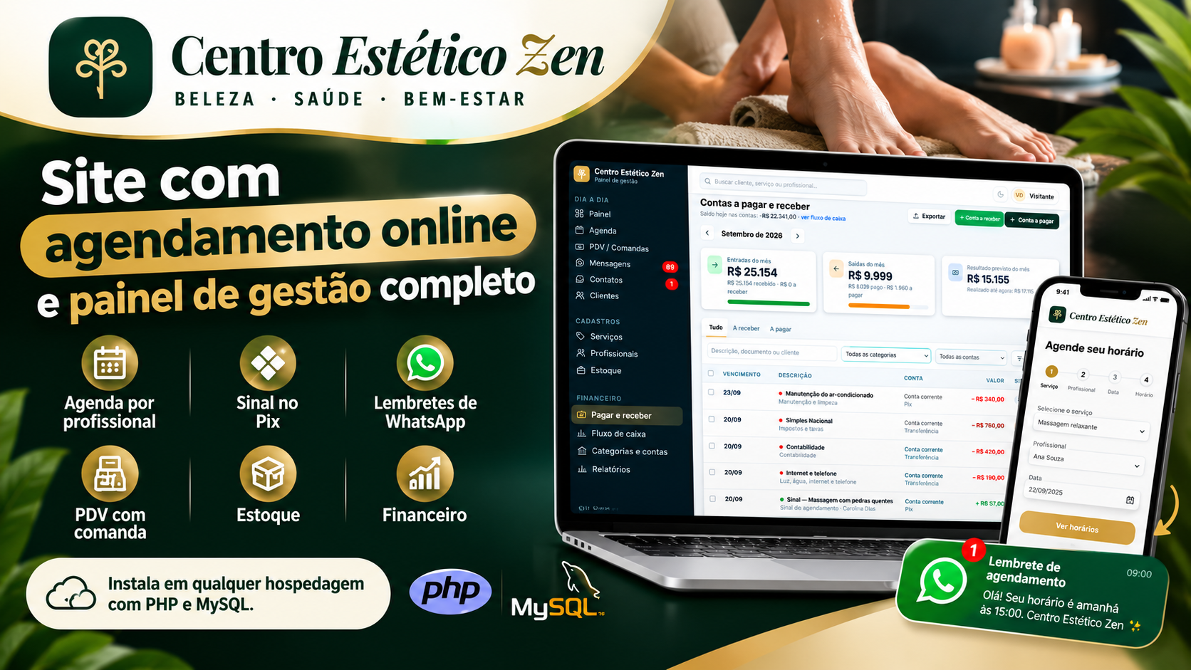 Site para salão de beleza e estética com agendamento