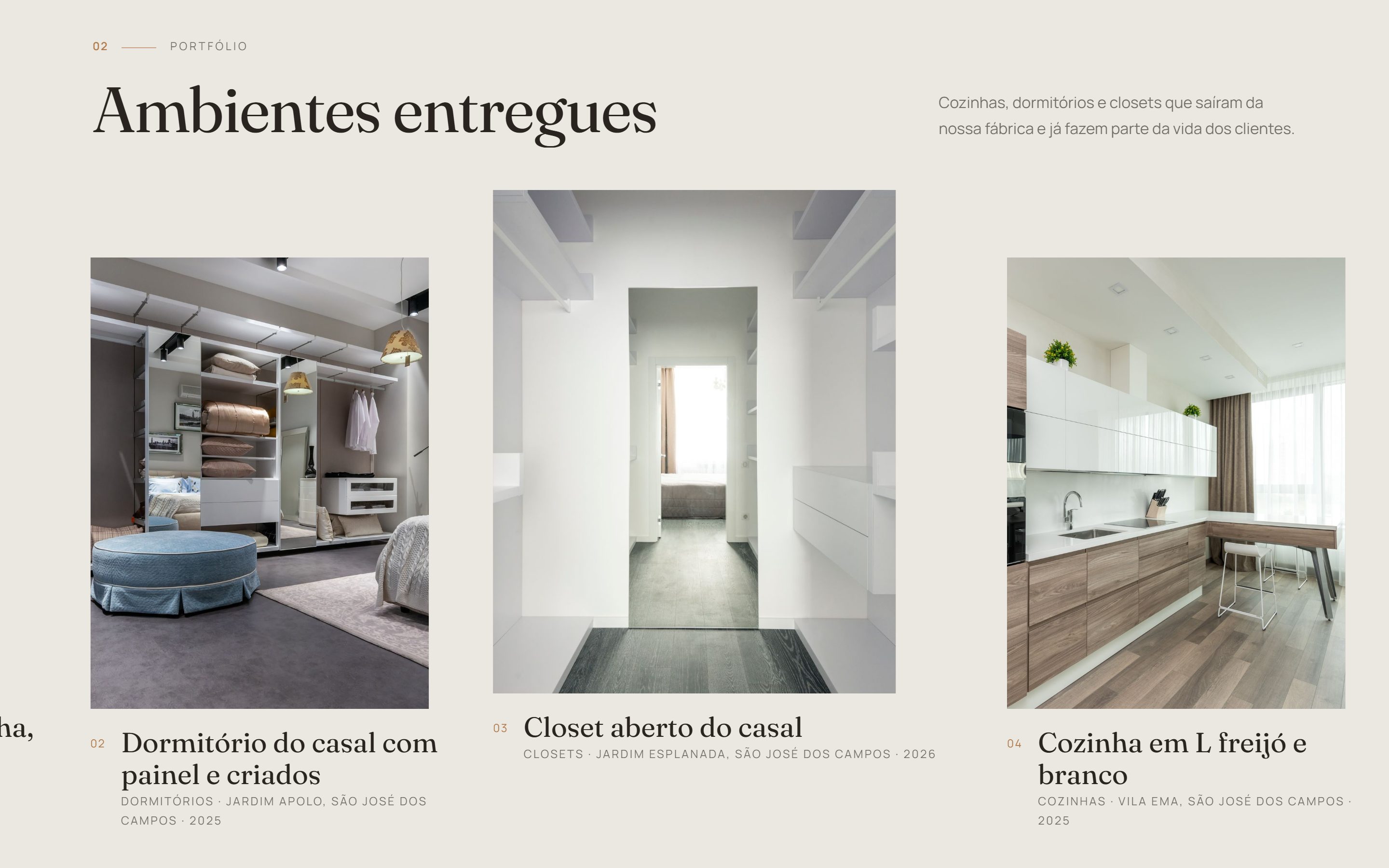 Ambientes entregues numa rolagem lateral na capa