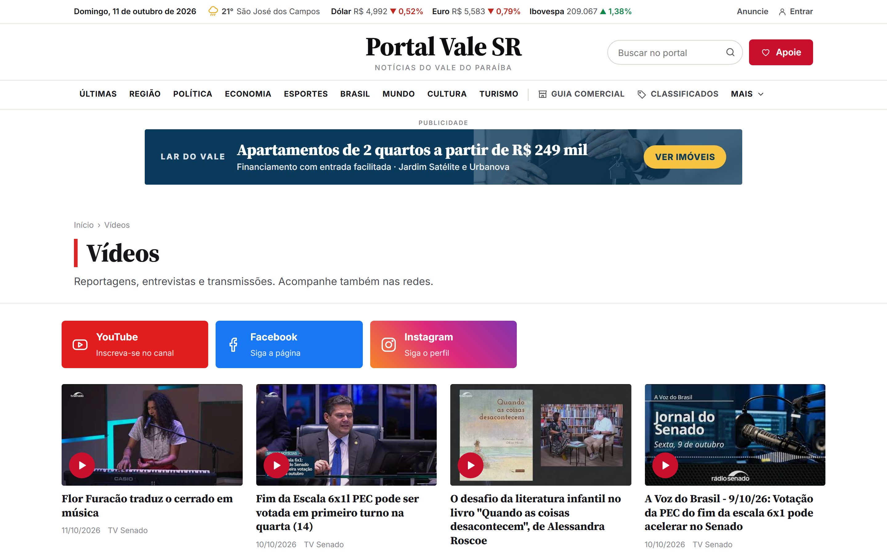 Vídeos do canal do YouTube, importados sozinhos